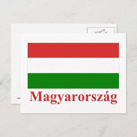 Hongaarse vlag met naam in het Hongaars Briefkaart (Voorkant / Achterkant)