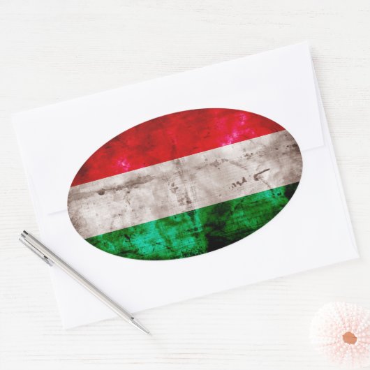 Hongaarse vlag ovale sticker (Envelop)