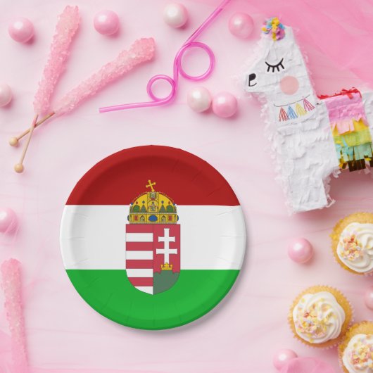 Hongaarse vlag papieren bordje (Feest)