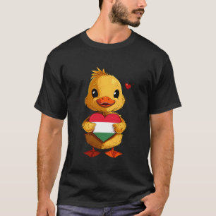 Hongaarse Vlag Schattige Eend Hart Hongaarse Trots T-shirt