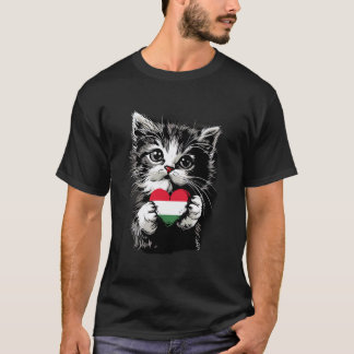 Hongaarse Vlag Schattige Kat Hart Hongaarse Trots  T-shirt