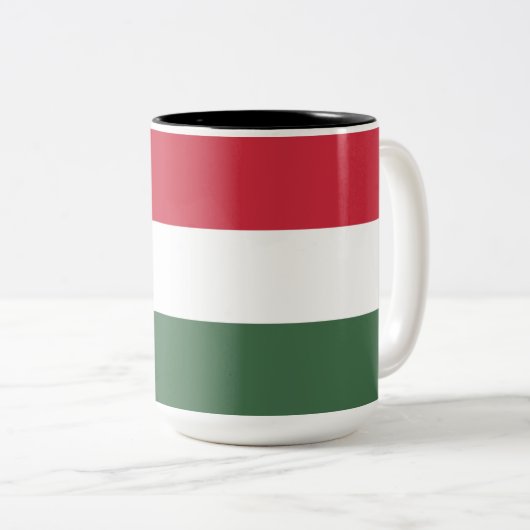Hongaarse vlag tweekleurige koffiemok (Voorkant rechts)