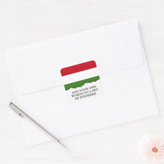 Hongaarse vlag vierkante sticker (Envelop)