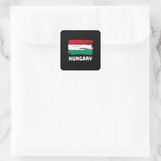 Hongaarse vlag vierkante sticker (Tas)