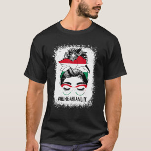 Hongaarse vlag voor vrouwen Bun Hair Hongarije T-shirt