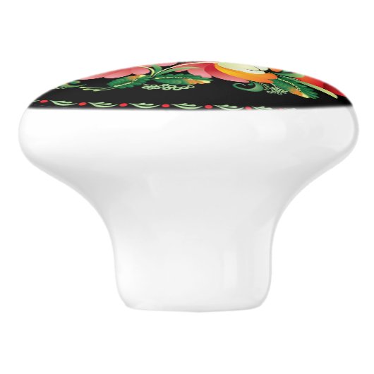 Hongaarse vogels en bloemen keramische knop (Zijkant)