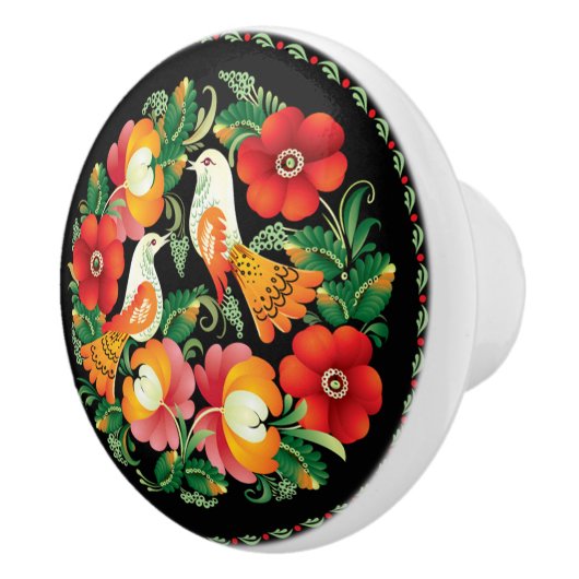 Hongaarse vogels en bloemen keramische knop (Rechts)