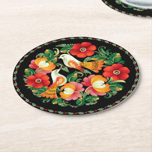 Hongaarse vogels ronde kartonnen onderzetter (Gebogen)