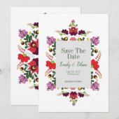 Hongaarse Volkse Bloemen Save the Date (Voorkant / Achterkant)