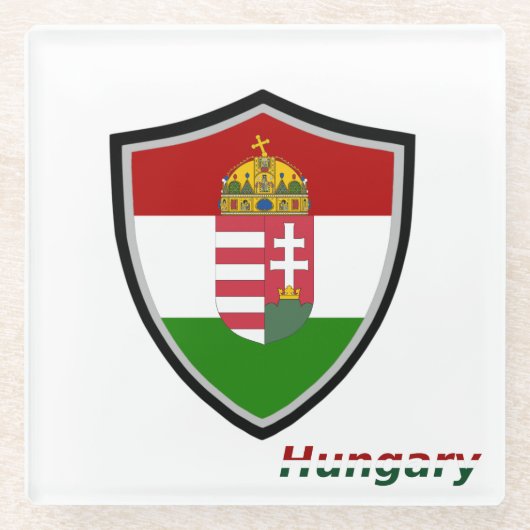 Hongaarse wapenschild glazen onderzetter (Voorkant)