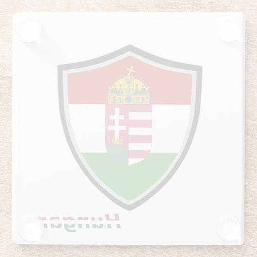 Hongaarse wapenschild glazen onderzetter (Achterkant)