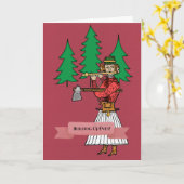 Hongaarse Woodsman Folk Art met Pine Trees Kaart (Gele Bloem)
