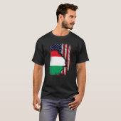 Hongaarse wortels Half Amerikaanse vlag Patriottis T-shirt (Voorkant volledig)