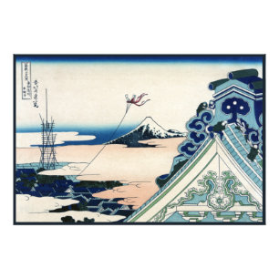 Honganji Tempel Uitzicht op Mt. Fuji Japanse Houts Foto Afdruk