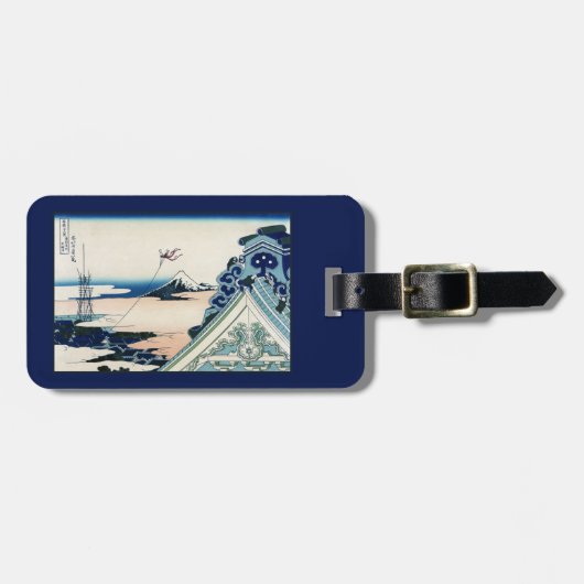 Honganji Tempel Vista van Mt. Fuji Japanse houtsne Bagagelabel (Voorkant horizontaal)