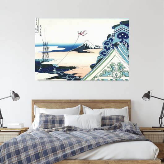 Honganji Tempel Vista van Mt. Fuji Japanse houtsne Canvas Afdruk (Insitu (Slaapkamer))
