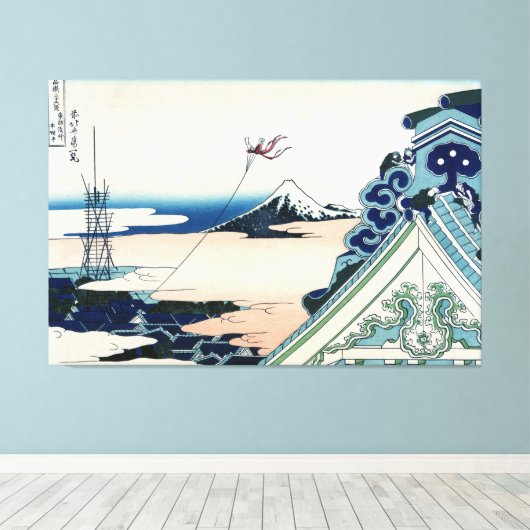 Honganji Tempel Vista van Mt. Fuji Japanse houtsne Canvas Afdruk (Insitu (Houten vloer))
