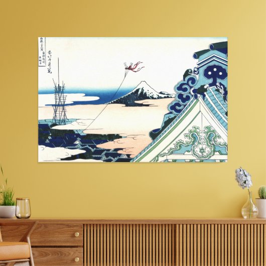 Honganji Tempel Vista van Mt. Fuji Japanse houtsne Canvas Afdruk (Insitu (Woonkamer))