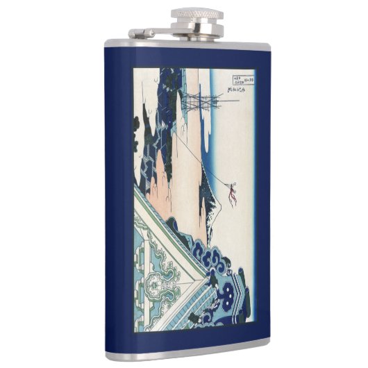 Honganji Tempel Vista van Mt. Fuji Japanse houtsne Heupfles (Rechts)