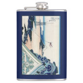 Honganji Tempel Vista van Mt. Fuji Japanse houtsne Heupfles (Voorkant)