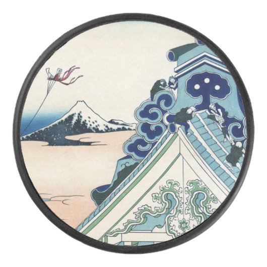 Honganji Tempel Vista van Mt. Fuji Japanse houtsne Hockey Puck (Voorkant)