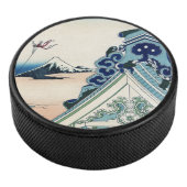 Honganji Tempel Vista van Mt. Fuji Japanse houtsne Hockey Puck (3/4)