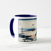 Honganji Tempel Vista van Mt. Fuji Japanse houtsne Mok (Voorkant links)