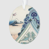 Honganji Tempel Vista van Mt. Fuji Japanse houtsne Ornament (voorkant)