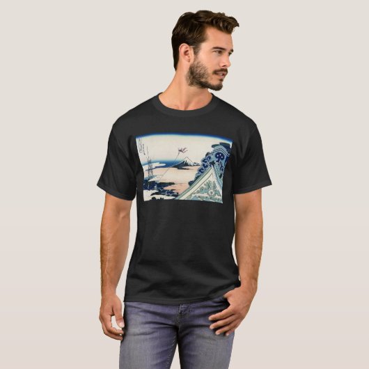 Honganji Tempel Vista van Mt. Fuji Japanse houtsne T-shirt (Voorkant volledig)