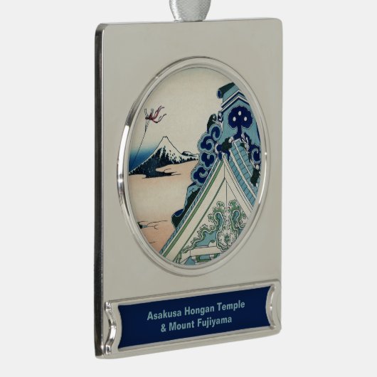 Honganji Tempel Vista van Mt. Fuji Japanse houtsne Verzilverd Banner Ornament (Rechts)