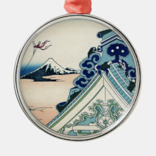 Honganji Temple bij Asakusa Mt Fuji, Feudal Japan Metalen Ornament