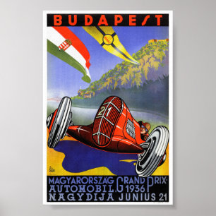 Hongarije Boedapest Oude Reisposter Gerestaureerd Poster