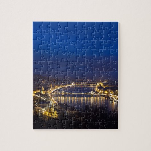 Hongarije Boedapest 's nachts panorama Legpuzzel (Verticaal)