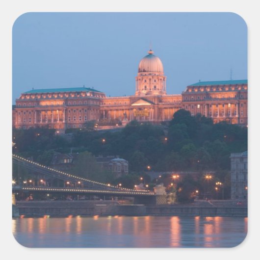 HONGARIJE, Boedapest: Szechenyi (chain) Bridge, Vierkante Sticker (Voorkant)