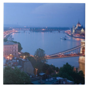 HONGARIJE, Boedapest: Szechenyi (Ketting) Brug, 2 Tegeltje