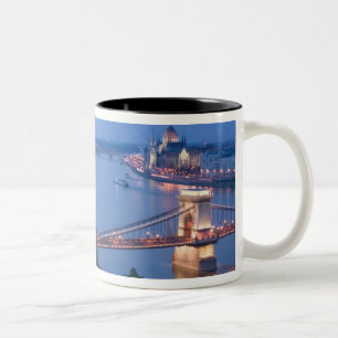 HONGARIJE, Boedapest: Szechenyi (Ketting) Brug, 2 Tweekleurige Koffiemok