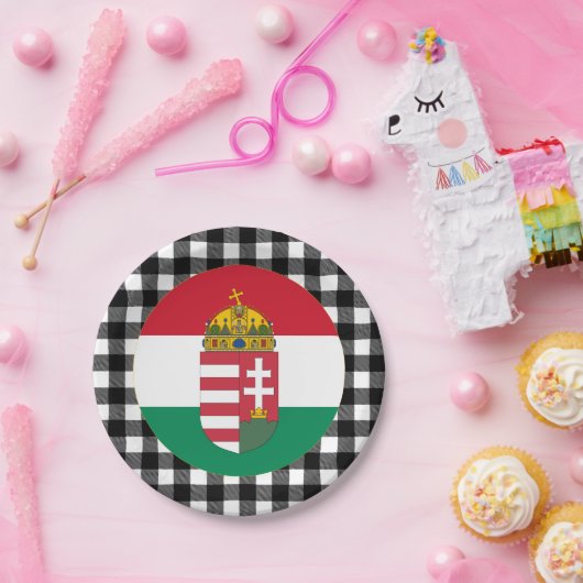 Hongarije Bord, buffelpleister en Hongaarse vlag Papieren Bordje (Feest)