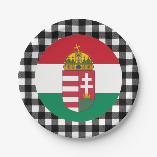 Hongarije Bord, buffelpleister en Hongaarse vlag Papieren Bordje (Voorkant)