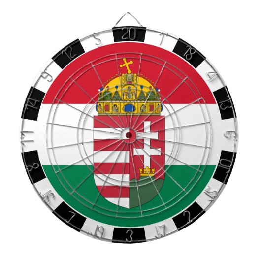 Hongarije dartboard en vlag donkerder/gameboard dartbord (Voorkant)