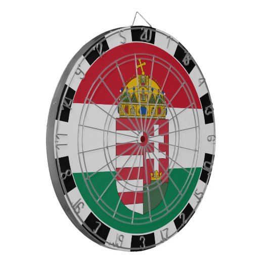 Hongarije dartboard en vlag donkerder/gameboard dartbord (Voorkant Links)