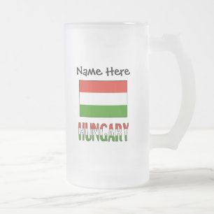 Hongarije en Hongaarse vlag gepersonaliseerd  Matglas Bierpul