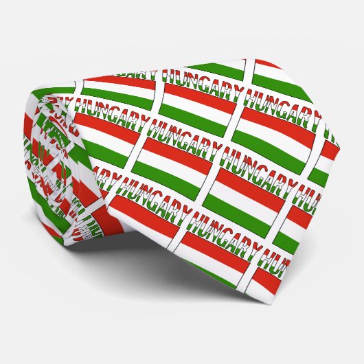Hongarije en Hongaarse vlag met Jouw naam Stropdas (Opgerold)