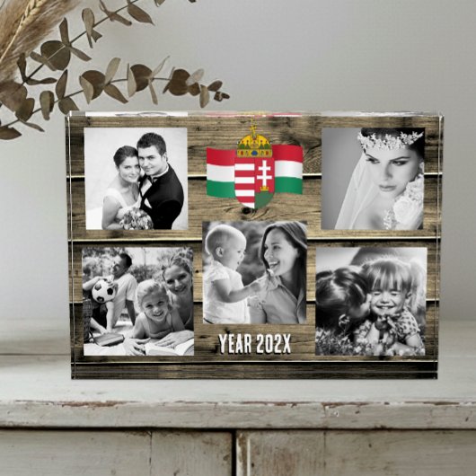 Hongarije familie fotoblok, Hongaarse vlag, hout Fotoblokken