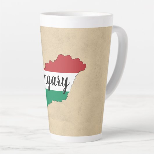 Hongarije Flag Silhouette Latte Mok (Rechterhoek)