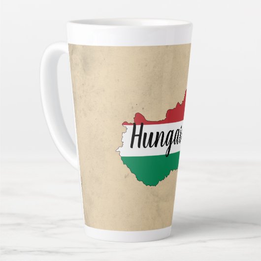 Hongarije Flag Silhouette Latte Mok (Linkerhoek)