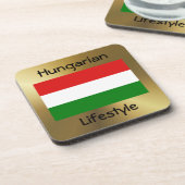 Hongarije Flag+Text Onderzetter (Linkerzijde)