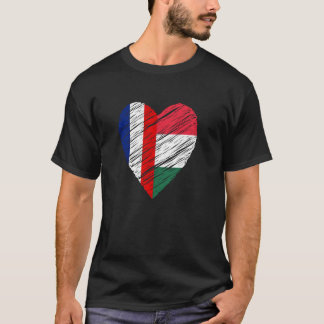 Hongarije Frankrijk Hart Franse vlag Hongaarse vla T-shirt