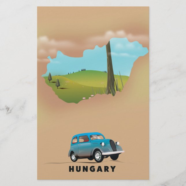 Hongarije geïllustreerde kaart reisposter (Voorkant)