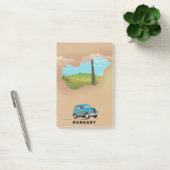 Hongarije geïllustreerde kaart reisposter post-it® notes (Kantoor)