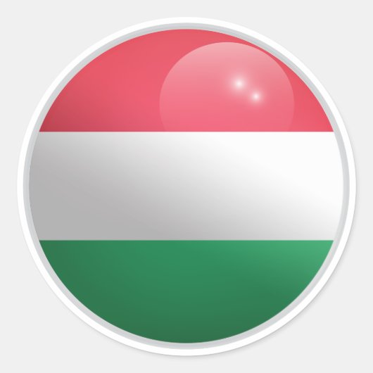 Hongarije Glossy Circle Flag Ronde Sticker (Voorkant)